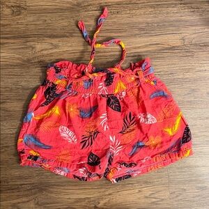 Tropical Red Floral Print Shorts